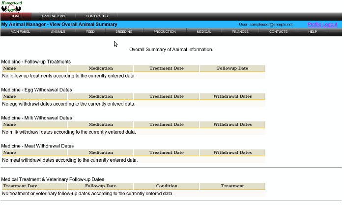 SCREEN SHOT help-medical at a glance screen